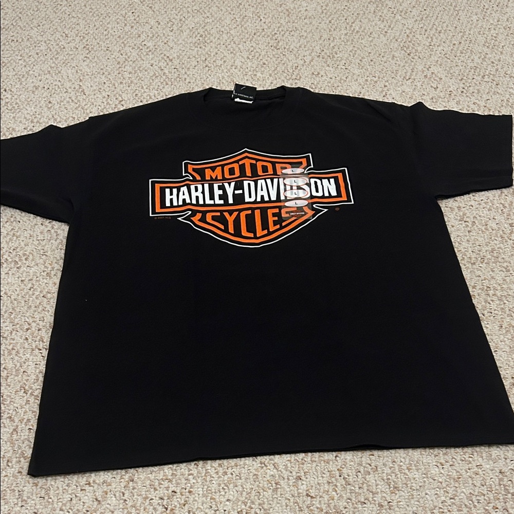 Harley-Davidson Black and Orange Short Sleeve Tee